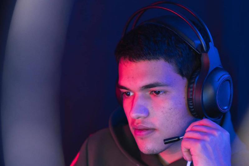 a man talking into a headset