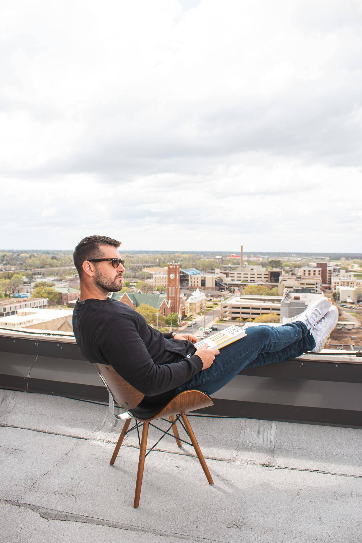a man reclining in his seat