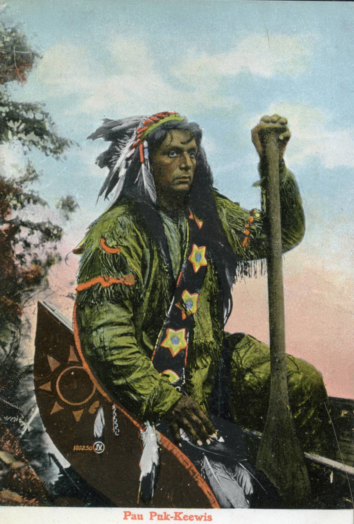 An illustration shows an Native American chief from the 18th century.