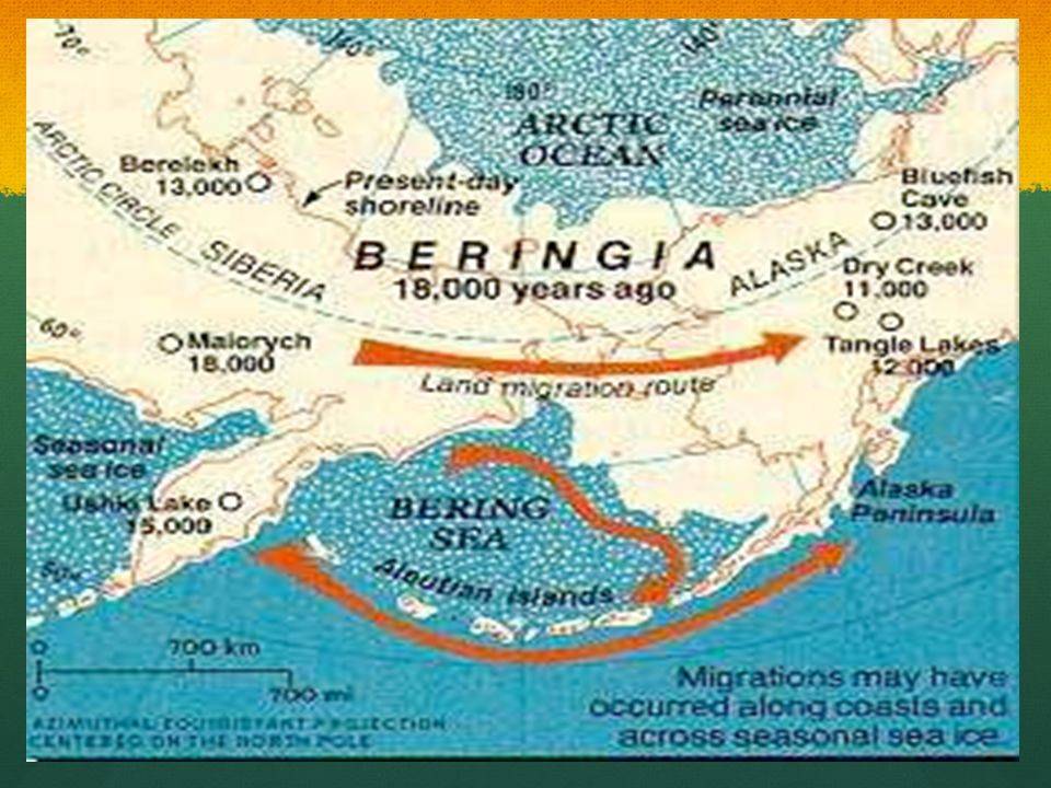 A map shows how humans traveled across Beringia.