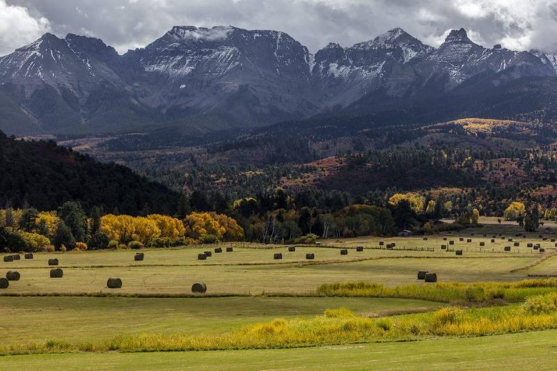 Double RL Ranch near Ridgway, Colorado USA with the Sneffels Range in the San Juan Mountains