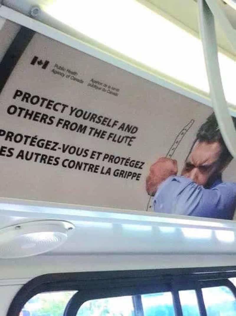 Protect yourself from the flu sign changed to protect yourself from the flute