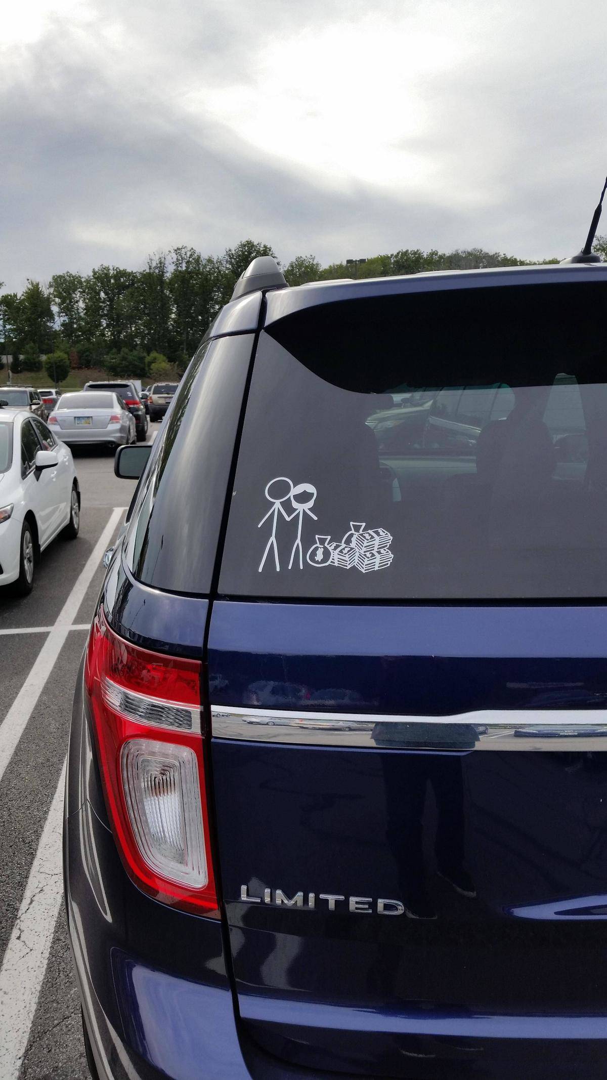 Stick people bumper sticker double income no kids