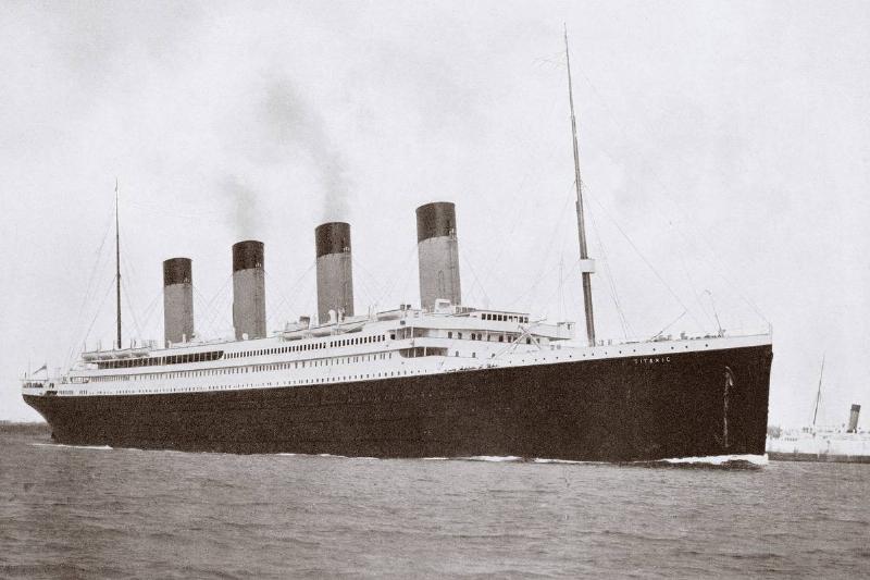 A 1912-era photo of the RMS Titanic at sea.