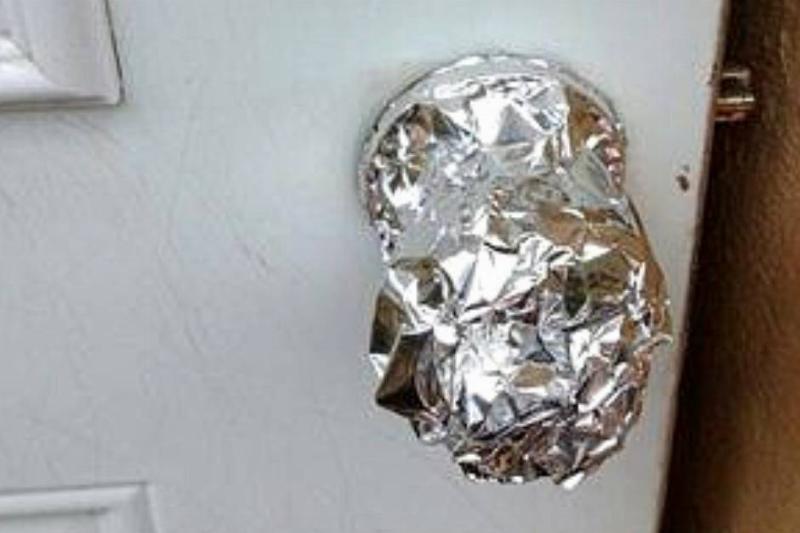 doorknob wrapped in tinfoil