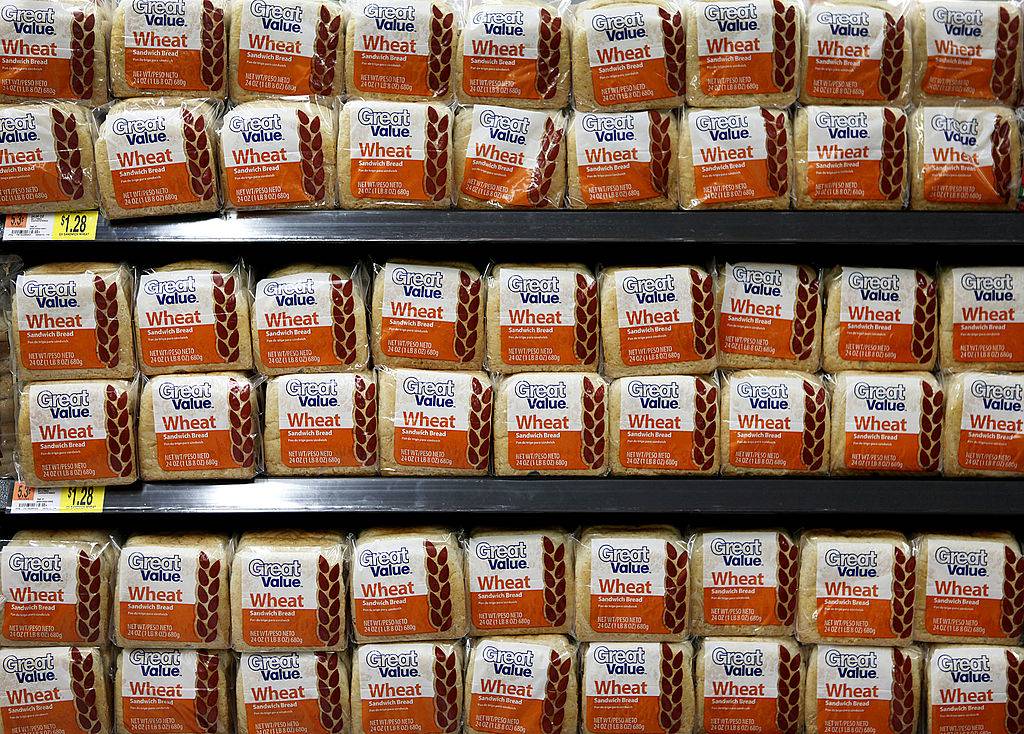 great value wheat bread on shelves