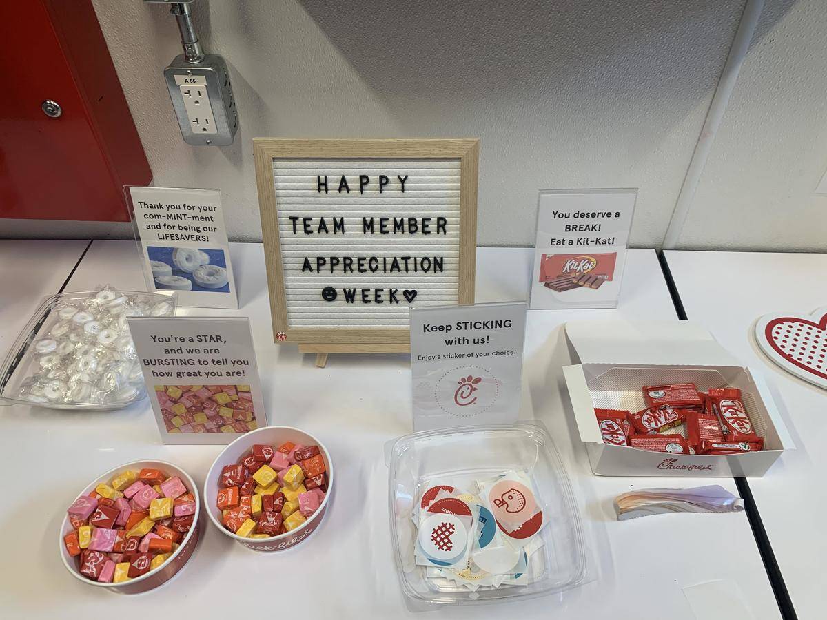 Happy team member appreciation week with candy 