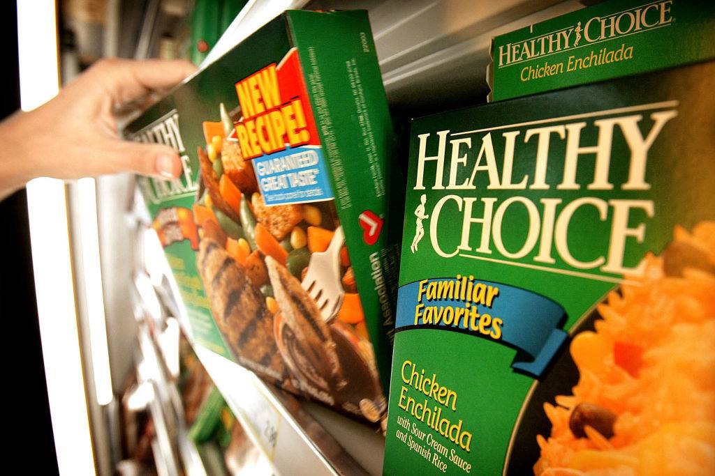 Healthy Choice frozen meals are pictured in a grocery store
