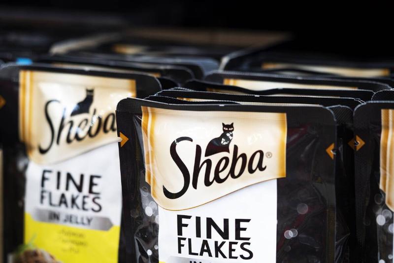 Sheba Fine Flakes, Cat food seen displayed in a store...