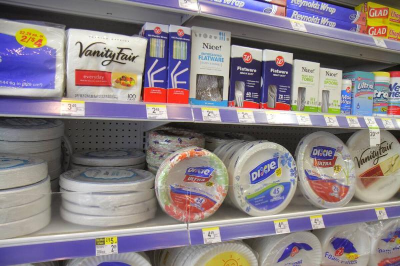 Plastic utensils for sale in Walgreens.