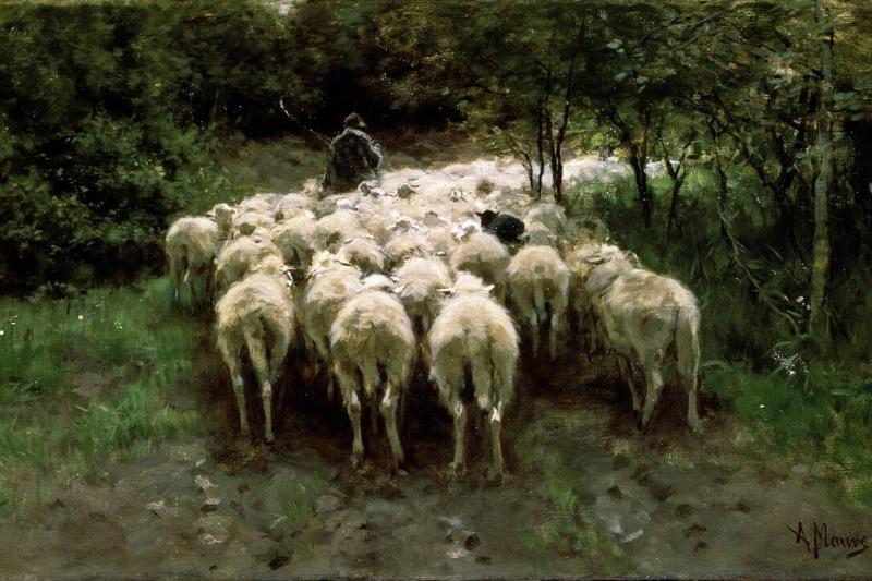 'Sheep in the Forest', 19th century. Artist: Anton Mauve
