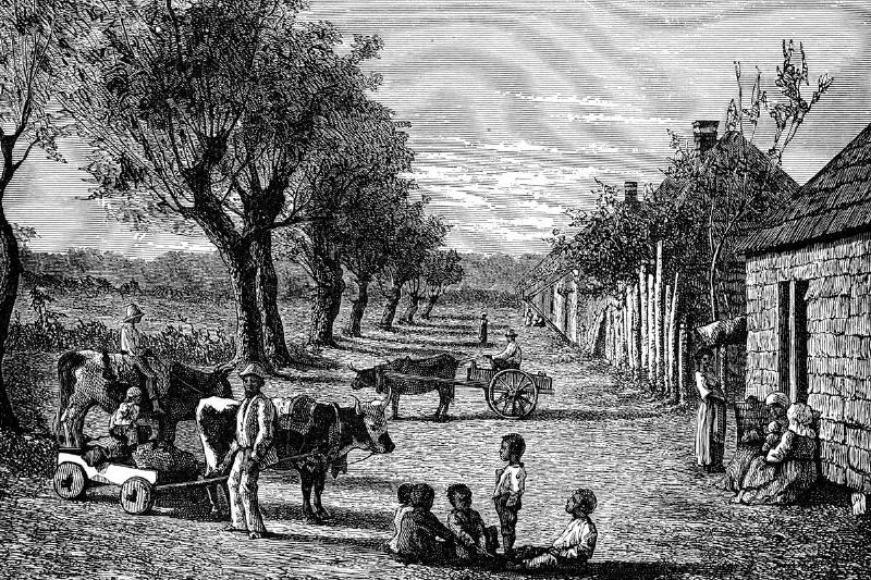 Slave quarters on a plantation in Georgia, USA.