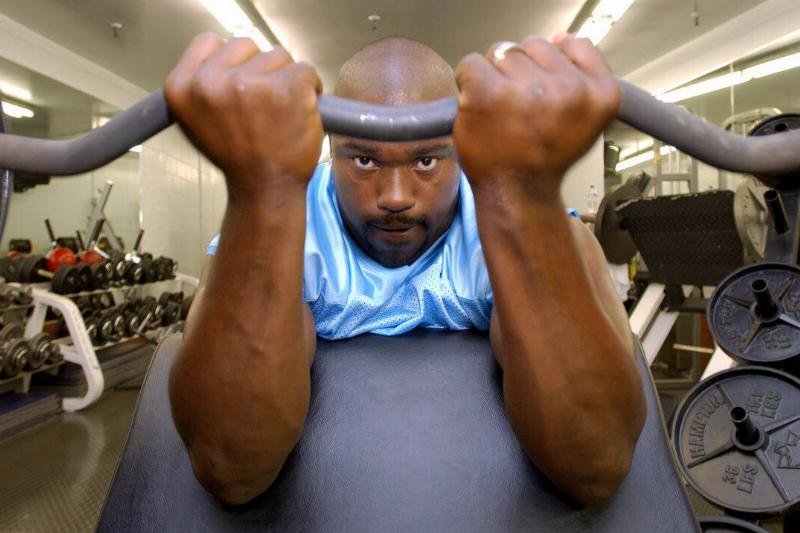 Warren Sapp Works Out in Gym