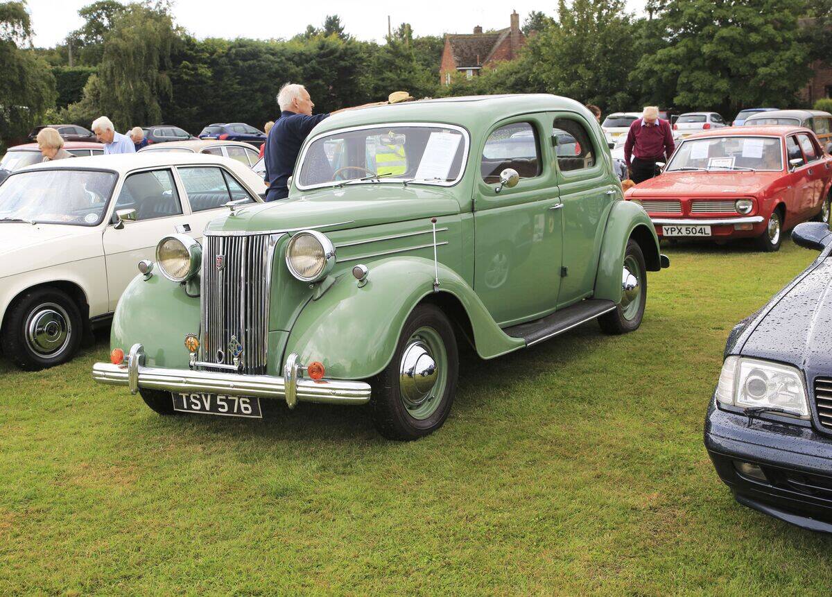 Ford V8 Pilot car at classic vintage vehicle rally at summer fete car event, Alderton, Suffolk, England, UK