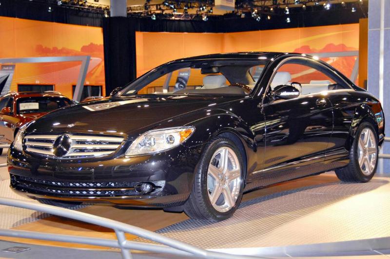 The 2007 Mercedes-Benz CL-Class sedan sits on display follow