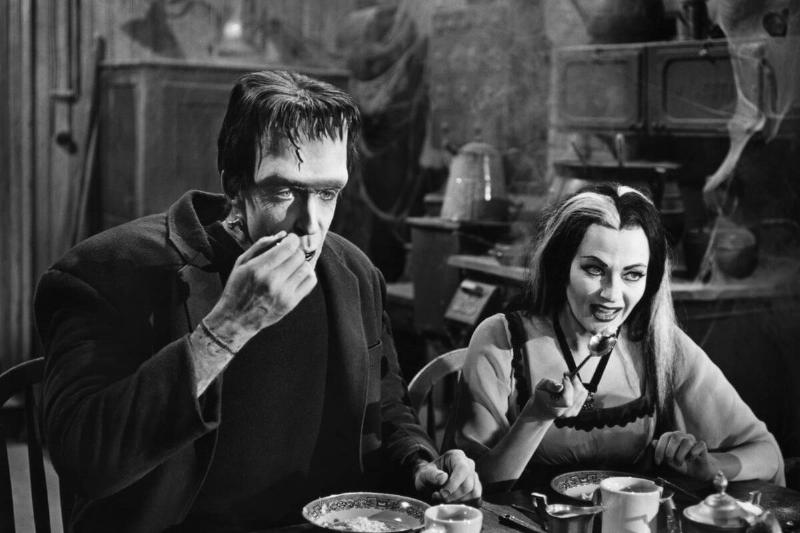 Herman and Lily Munster at Breakfast