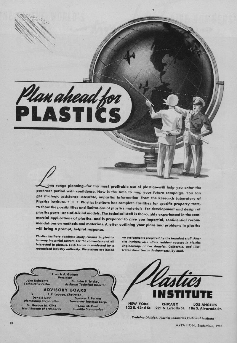 World War II Advertisement For Plastics Institute