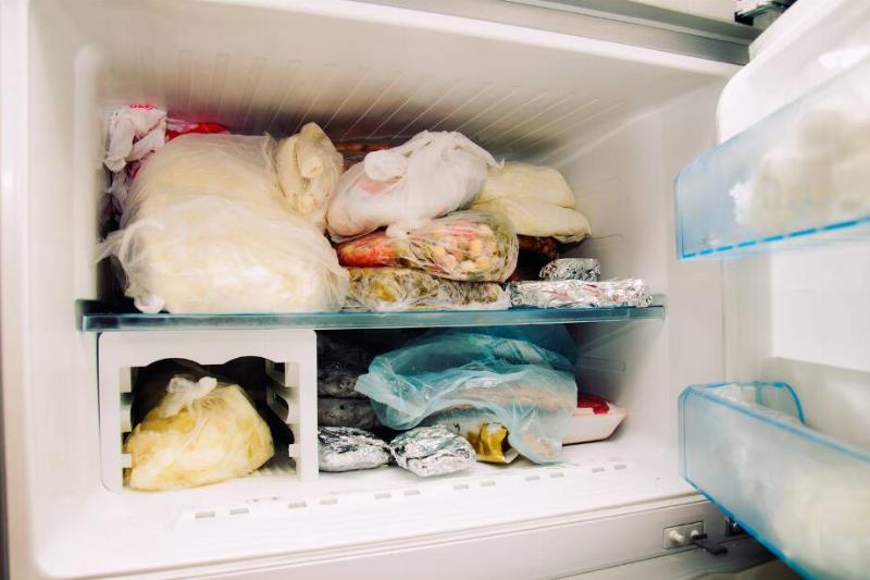 Freezer filled with food