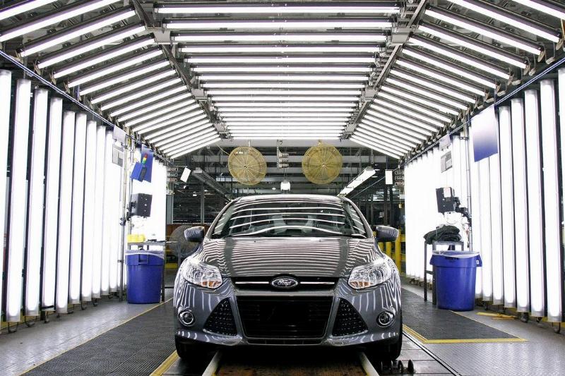 Ford Focus parked in a brightly-lit room