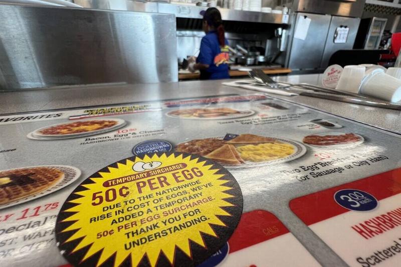 Menu laid open on a table at Waffle House