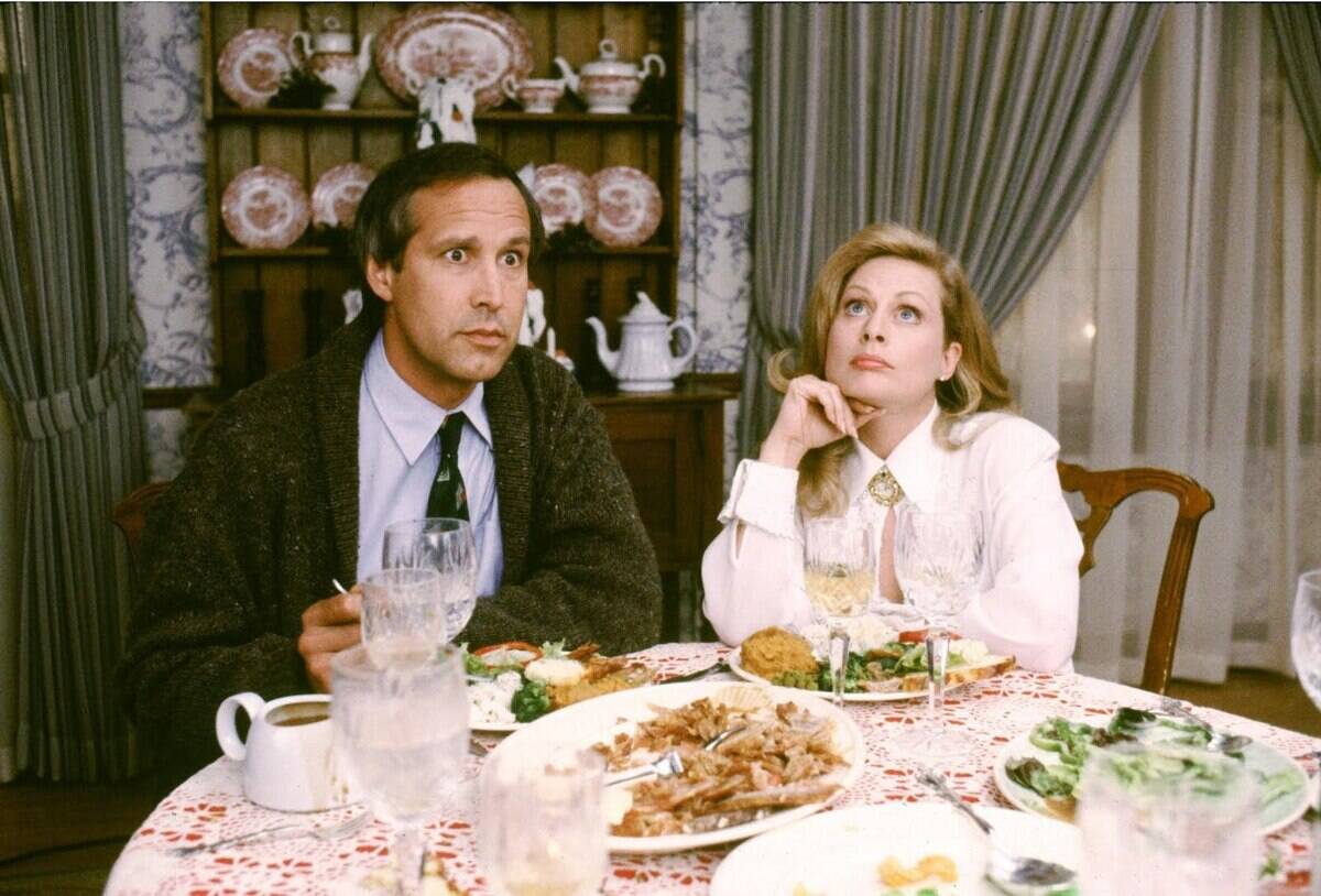 Chevy Chase and Beverly D'Angelo as Clark and Ellen Griswold in 'Christmas Vacation'