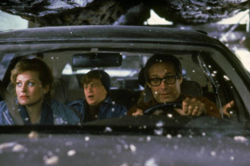 Beverly D'Angelo, Johnny Galecki and Chevy Chase as Ellen, Rusty and Clark Griswold in 'Christmas Vacation'