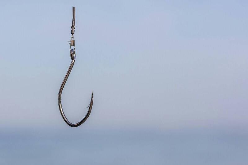 Fishing hook hung in the air