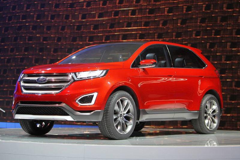 Red 2013 Ford Edge on display