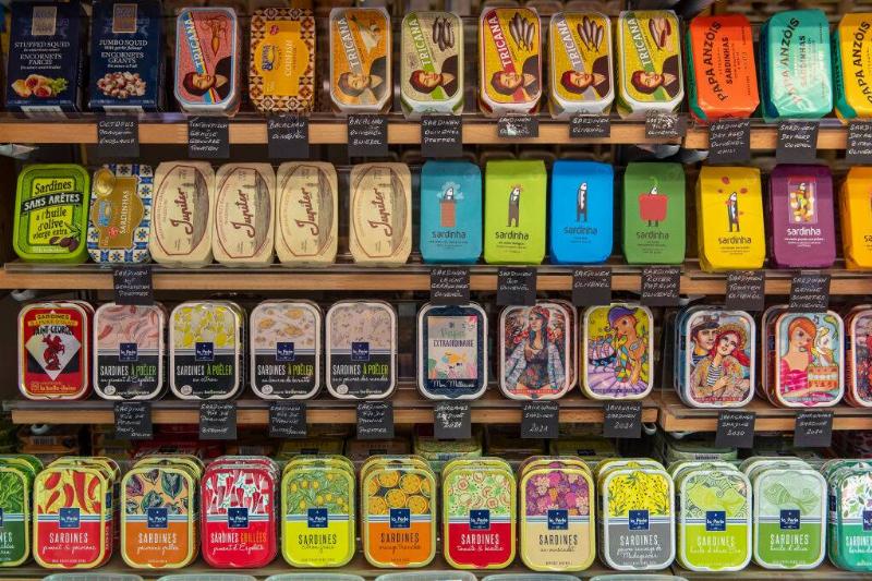 Sardine tins on display