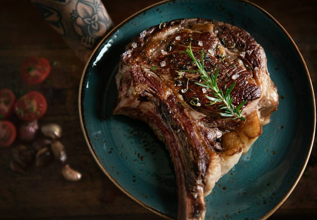 Cooked steak on a plate
