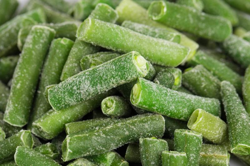 Close-up of frozen green beans