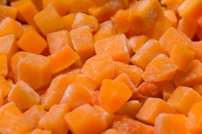 Pile of frozen cubed butternut squash