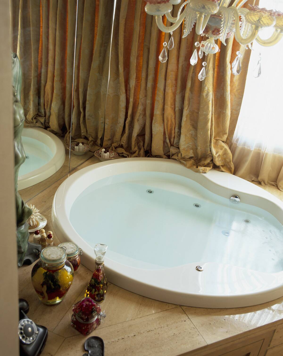 View of a bathtub filled with water