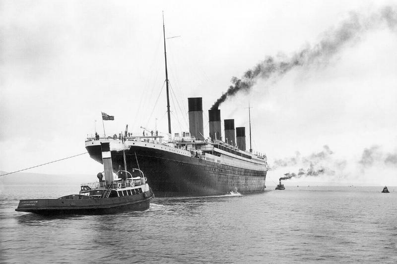 UK: RMS Titanic leaving Belfast for her sea trials on 2 April 1912