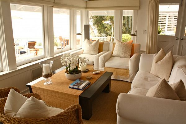 white cotton living room interior – beach house