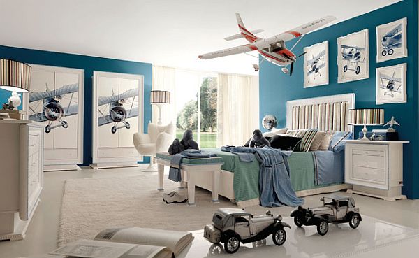 Beautiful machinery inspired kids bedroom