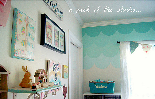 ombre scallop accent wall