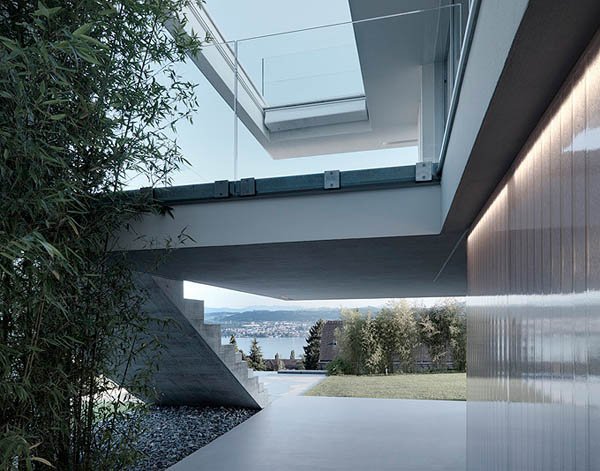 Glass Contemporary Feldbalz House – concrete stairs