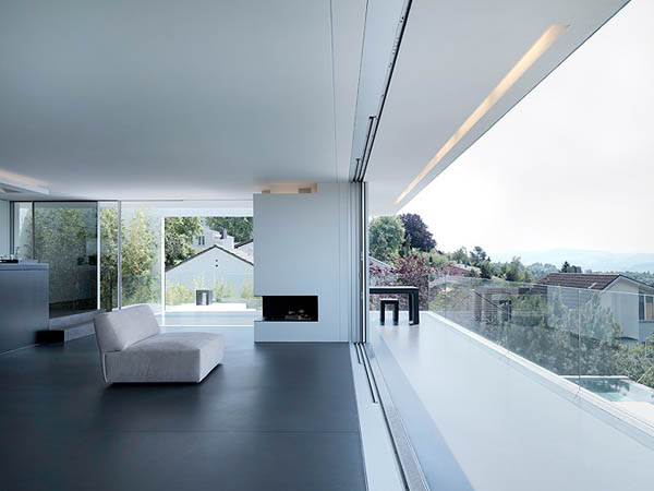 Glass Contemporary Feldbalz House – open space living room