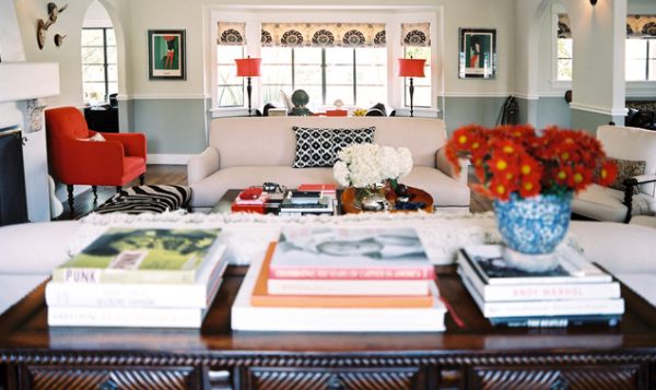 A two-toned painted living room