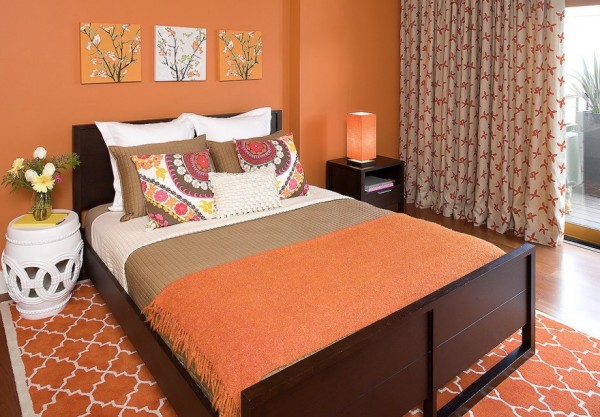 fall bedroom orange colors