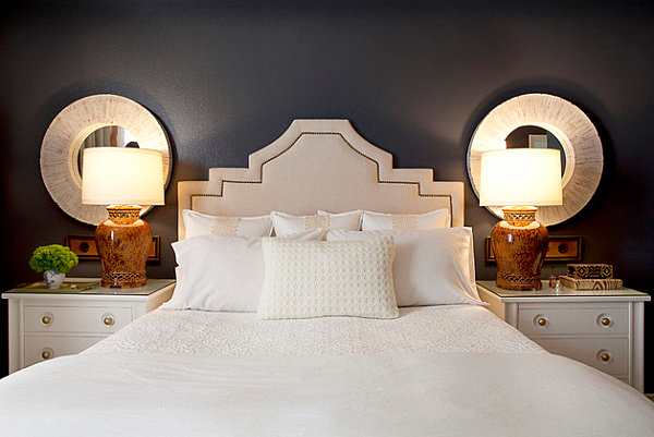 White nightstands with gold handles