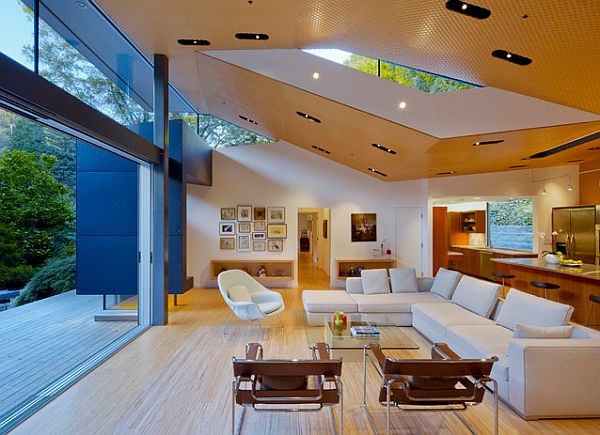 Brown wassily chair in modern living room