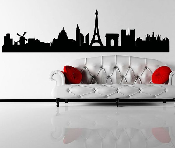 black city skyline wall sticker