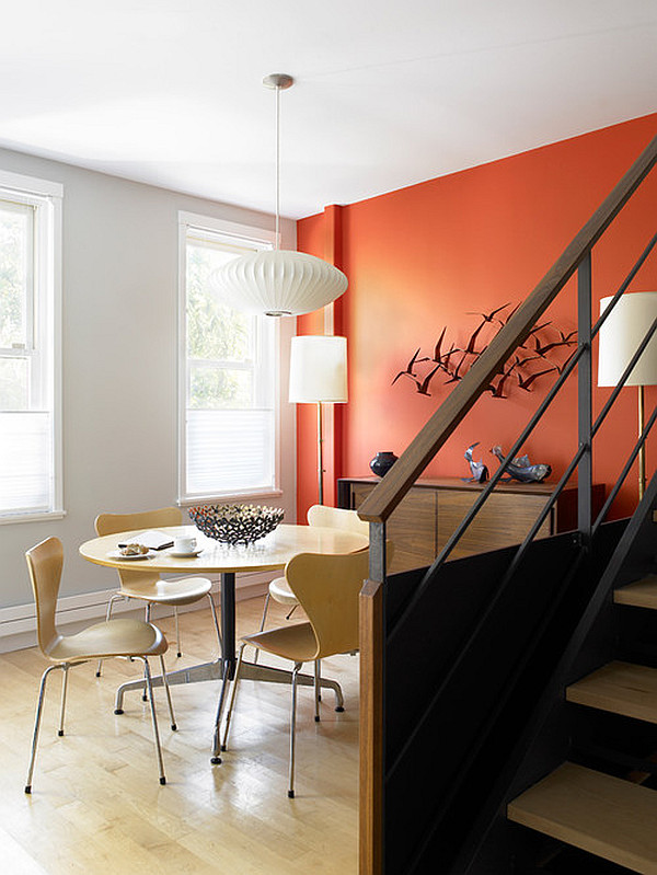 wall metal art - black birds on orange all