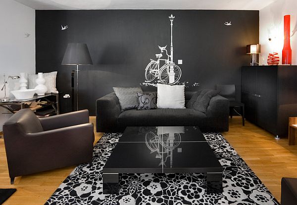 white bicycle wall sticker on dark grey wall