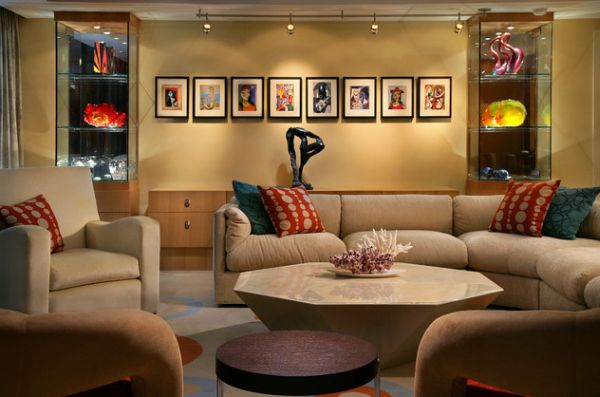 Stunning use of track lighting to showcase wall art!