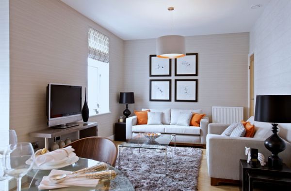 Notice how the inside of the pendant light contributes to the orange accents