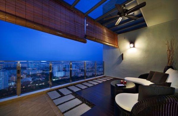 Roll down the bamboo shades for complete privacy and protection from the elements