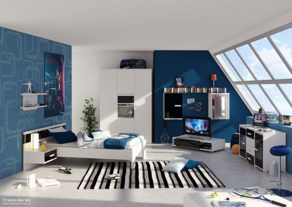 Stunning and stylish teenage boys’ bedroom design idea in blue